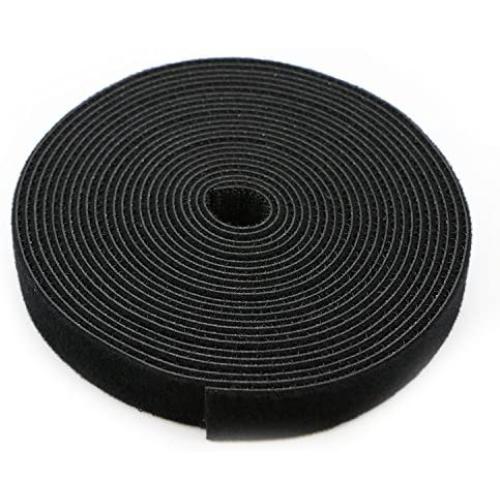 Saisn Reusable Fastening Tape Cable Ties 3/4 Inch Double Side Hook Roll (5 Yard, Black)
