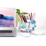 COOLBROS Elephant Pencil Holder With Phone Holder Desk Organizer Desktop Pen Pencil Mobile Phone Bracket Stand Storage Pot Holder Container Stationery Box Organizer (Glacial elephant)