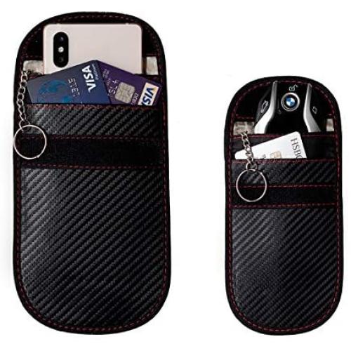 UCIN Faraday Key Fob Bag & Phone Case (2-Pack), Car Key Protector, Antitheft Card Pouch, RFID Signal Blocker, Anti-Hacking Case, Security Wallet for Remote Car Starter, ID Guard, Phones (2 Size)