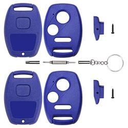 Cutting Not Required - 2 Replacement Key Fob Keyless Entry Remote Shell Case for Honda Civic/Accord/CR-V/Fit/Odyssey/Pilot/Ridgeline/CR-Z Car Key Fob Cover (2+1 Button, 2pc Blue)