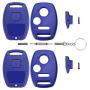 Cutting Not Required - 2 Replacement Key Fob Keyless Entry Remote Shell Case for Honda Civic/Accord/CR-V/Fit/Odyssey/Pilot/Ridgeline/CR-Z Car Key Fob Cover (2+1 Button, 2pc Blue)