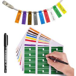540 Cable Labels with Mark Pen, 9 Colors 18 Sheets Cable Tags Wire Labels for Cable Management, Printable Cord Labels Tags Write on Stickers A4 Sheet for Laser Printer