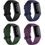 poshei 4 Packs Bands Compatible with Fitbit Charge 4 / Fitbit Charge 3 / Fitbit Charge 3 SE for Women and Men, Classic Replacement Wristband, Soft Silicon Waterproof Quick Release Sports Strap