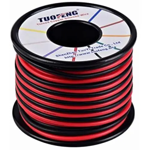 TUOFENG 16 awg Electronic Wire,66 Feet Silicone Wire Flexible Tinned Copper Wire High Temperature Resistance 2 Separated Wires 33 ft Black and 33 ft Red Stranded Wire