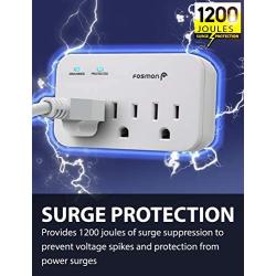 Fosmon 3 Outlet Surge Protector (4 Pack), 1200J Wall Mount Multi Plug Adapter Tap Extender, 1875 Watts Portable Travel Size for Indoor, Office, Dorm Room Essential, Grounded, ETL Listed