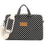 Canvaslife Black dot Pattern 15 inch Waterproof Laptop Shoulder Messenger Bag Case with Rebound Bubble Protection for 14 inch-15.6 inch Laptop 15 Case Bag