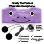 CozyPhones Kids Headphones for Girls Volume Limited with Thin Speakers & Super Soft Stretchy Headband - Perfect Toddlers & Children’s Earphones for Home, School & Travel - Purple Froggy