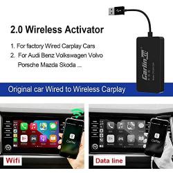 Wireless CarPlay Dongle Carlinkit 2.0 Wireless CarPlay Adapter for Audi/Volkswagen/Volvo with Original CarPlay, Supports iOS 13 14, Convert Wired to Wireless Carplay，Fast Connection