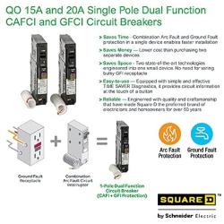 Square D by Schneider Electric QO115DFC 15 Amp Single-Pole Dual Function (CAFCI and GFCI) Circuit Breaker