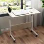 SDHYL 31.5 inches Mobile Side Desk Adjustable Work Stand with Tablet Mobile Phone Slot Portable Workstation, Bed Sofa Desk, S7-ZS-05#3-80 (Maple)