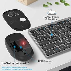 Wireless Keyboard and Mouse Combo, WisFox 2.4G Full-Size Slim Thin Wireless Keyboard Mouse for Windows, Computer, Desktop, PC, Laptop Mac (Silver Gray)
