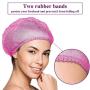 Abnaok Non Woven Disposable Dust Caps, 100 PCS Elastic Caps for Food Industries, Medical Works - Pleated Anti Dust Hat Set Universal Size(Pink)