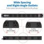 Tripp Lite RS1215-RA Rackmount Network-Grade PDU Power Strip, 12 Right Angle Outlets Wide-Spaced, 15A, 15ft Cord w/ 5-15P Plug,, Black