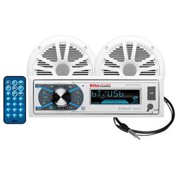 BOSS Audio Systems MCK632WB.6 Marine Weatherproof Receiver and Speaker Package - Bluetooth Audio, USB, MP3, AM FM, Aux-in, no CD Player, 6.5 Inch Weatherproof Speakers, Marine Dipole Antenna