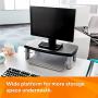 3M Extra Wide Adjustable Monitor Stand, Three Leg Segments Simply Adjust Height from 1'' to 5 7/8'', Sturdy Platform Holds Up to 40 lbs, 16-inch Space Between Columns for Storage, Silver/Black (MS90B)