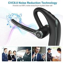 Bluetooth Headset V5.0 Wireless Bluetooth Earpiece, 16 Hrs HD Talktime Noise Reduction Handsfree Headset with Microphone for iPhone/Android/Samsung/Laptop - Black