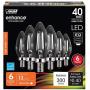Feit Electric CTC40/927CA/FIL/6 3.3W 40W Equivalent Clear Dimmable 300 Lumen Torpedo Tip 6-Pack LED Chandelier Light Bulb, 3.9''H x 1.3''D, 2700K (Soft White), 6 Piece
