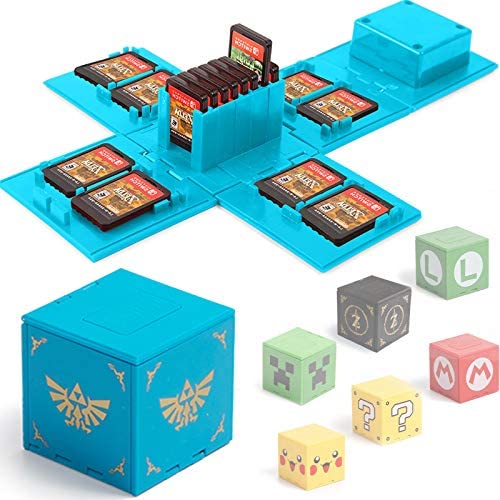 Games Storage Case for Nintendo Switch - Video Game Card Holder Protective Storage System Game Card Organizer Travel Container Box Hard Shell with 16 Game Card Slots (Zelda Blue)