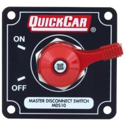 QuickCar Racing Products 55-010 Red 2-1/2'' High x 2-1/2'' Wide Handle Battery Master Disconnect Switch with Black Mounting Panel
