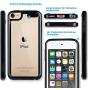 ULAK iPod Touch 7 Case,iPod Touch 6 & 5 Case, Clear Slim Hybrid Bumper TPU/Scratch Resistant Hard PC Back / Corner Shock Absorption Case for Apple iPod Touch 5th 6th 7th Generation, Black
