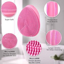 Silicone Face Scrubber Exfoliator Brush, ETEREAUTY Manual Facial Cleansing Brush Pad Soft Face Cleanser for Exfoliating and Massage Pore for All Skin Types, Gray and Purple