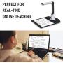 Document Camera Scanner Portable Scanner Max Scan Size A4 HD for Teacher Online Class Meeting with SDK & Twain, Multiple Language OCR, 6 LED, 5Mega-Pixel（Only Work with Windows