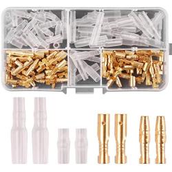 Rantecks 120PCS 3.9mm Bullet Connectors Kit Gold Bullet Male & Female Wire Terminals Connector with Insulation Cover for Motorcycle Motorbike Car Boats Electric Instruments