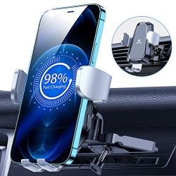 VICSEED Wireless Car Charger Mount, 3rd Generation Auto-Clamping 10W Qi Fast Charging Car Mount Wireless Car Charger CD Slot Air Vent Phone Holder Fit for iPhone 12 11 Pro Max Galaxy S21 Note 20 etc