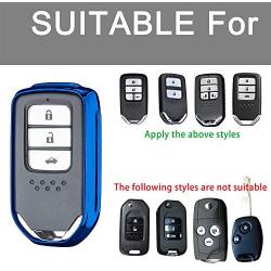 RYE Honda Key Fob Cover with Glitter Liquid Quicksand,Flowing Bling Sparkle Key Fob Case Fit 4/5/6 Buttons Keyless Entry of Honda 2015-Up Civic Accord Fit Pilot CR-V Odyssey - Blue