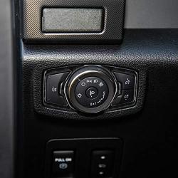LANZMYAN Headlight Control Panel Sticker Carbon Fiber Headlight Switch Frame Trim Cover Interior Accessories for Ford F150 2015 2016 2017 2018 2019 2020 Black 2PCS
