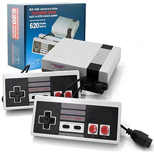 Heithen Classic Mini NES Retro Console, AV Output Game Console Built-in 620 Games with 2 Classic Controllers (Gray)