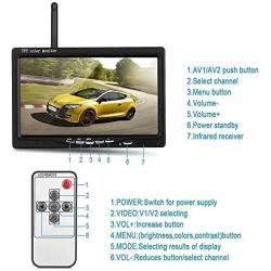 Podofo Wireless Vehicle 2 x Backup Cameras Parking Assistance System Ir Night Vision Waterproof Rear View Camera + 7'' Monitor for RV Truck Trailer Bus