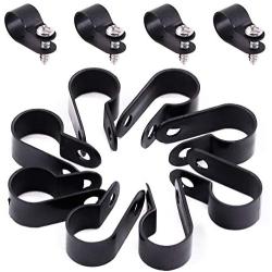 Hilitchi 120Pcs Plastic Cable Clamp R Type Screw Mounting Cord Fastener Cable Clips with Screws for Wire Management Cable Conduit (1/2'', Black)