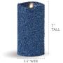 Luminara Flameless Pillar Candle (Blue Glitter, 7-Inch Tall); LED Battery-Operated Candle with Remote, Great for Christmas and Holidays