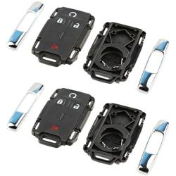 Chrome Key Fob Keyless Entry Remote Shell Case & Pad fits Chevy Silverado Colorado/GMC Sierra Canyon 2014 2015 2016 2017 (M3N-32337100), Set of 2