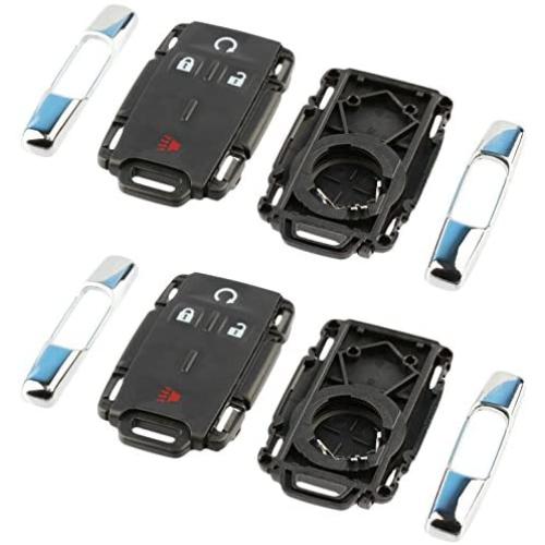 Chrome Key Fob Keyless Entry Remote Shell Case & Pad fits Chevy Silverado Colorado/GMC Sierra Canyon 2014 2015 2016 2017 (M3N-32337100), Set of 2