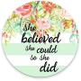 Round Gaming Mouse Pad Custom Design, She Believed She Could Mint Stripes Inspirational Quotes Mouse pad 7.87 X 7.87 INCH