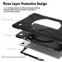 TOMSAM Case for Samsung Galaxy Tab A7 10.4, Heavy Duty Rugged Shockproof Drop Protection Case with Stand, Handle Hand Strap & Shoulder Strap for Galaxy Tab A7 10.4 Inch SM-T500/T505/T507 (Black)