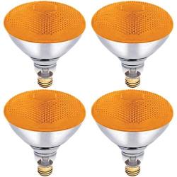 Dysmio Lighting 100 Watt BR38 Incandescent Flood Light Bulb Amber Bug Light, 4 Pack