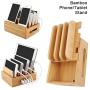 Cell Phone Stand, Multi-Device Bamboo Phone Stand Desktop Organizer Phone Tablet Charging Station for Home Office