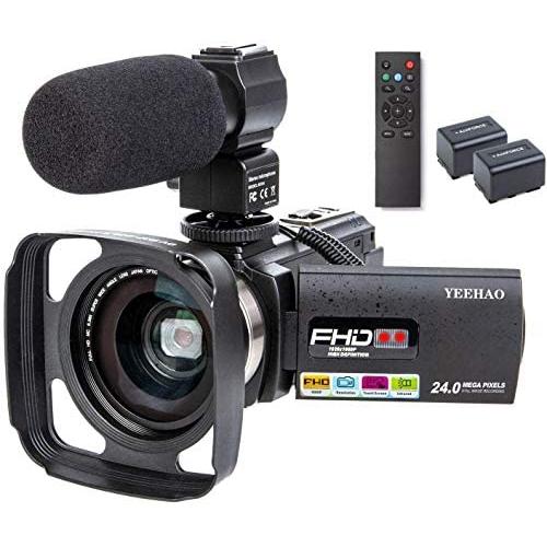 Camcorder Video Camera YEEHAO WiFi HD 1080P 24MP 16X Powerful Digital Zoom Camera with Microphone and Wide Angle Lens Remote Control Lens Hood Infrared Night Vision YouTube Vlogging Camera Recorder