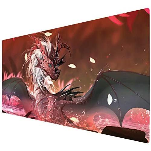 Imegny Extended Gaming Mouse Pad, Portable Keyboard & Mouse Mat with Stitched Edges + Non-Slip Rubber Base (type4 35.415.7Inch, 90x40 sunrisedragon038)