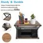 Wood Printer Stand, Multipurpose Storage Shelf for Home, Office, Printer Desk with 4 Cushion, 2 Tier (Mod)