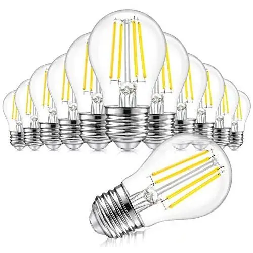 12-Pack Dimmable Globe A15 LED Bulbs 60W Equivalent, 6W Vintage E26 Edison Bulb 5000K Daylight White, AC 120V, Great for Ceiling Fan, Bathroom Vanity Fixtures