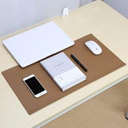 KINGFOM Desk Mat Pad Blotter Protector 23.6'' x 11.8'', PU Leather Desk Mat Laptop Keyboard Mouse Pad with Comfortable Writing Surface Waterproof (Brown)