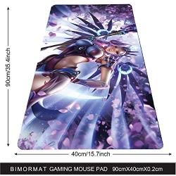 Bimor Extended Gaming Mouse Mat/Pad - Large, Wide (Long) Custom Professional Mousepad, Stitched Edges, Ideal for Desk Cover, Computer Keyboard, PC and Laptop (90x40 dvtianshigirl)