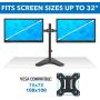 Mount-It! Dual Monitor Stand | Double Monitor Desk Stand Fits Two x 21 22 23 24 27 28 30 32 Inch Computer Screens | Freestanding Base | 2 Heavy Duty Full Motion Adjustable Arms | VESA Compatible
