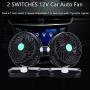 HITOPTY 12V Electric Car Fan, Dual Head 360 Degree Swivel 2 Switches 2 Speeds Dashboard Air Fan with Cigarette Lighter for Auto Vehicles SUV RV Boat