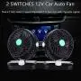 HITOPTY 12V Electric Car Fan, Dual Head 360 Degree Swivel 2 Switches 2 Speeds Dashboard Air Fan with Cigarette Lighter for Auto Vehicles SUV RV Boat