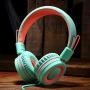 Kids Headphones-Noot Products K11 Foldable Stereo Tangle-Free 5ft Long cord 3.5mm Jack Plug in Wired On-Ear Headset for iPad/Amazon Kindle,Fire/Boys/Girls/School/Travel/Plane/Tablet/Laptop(Mint/Coral)